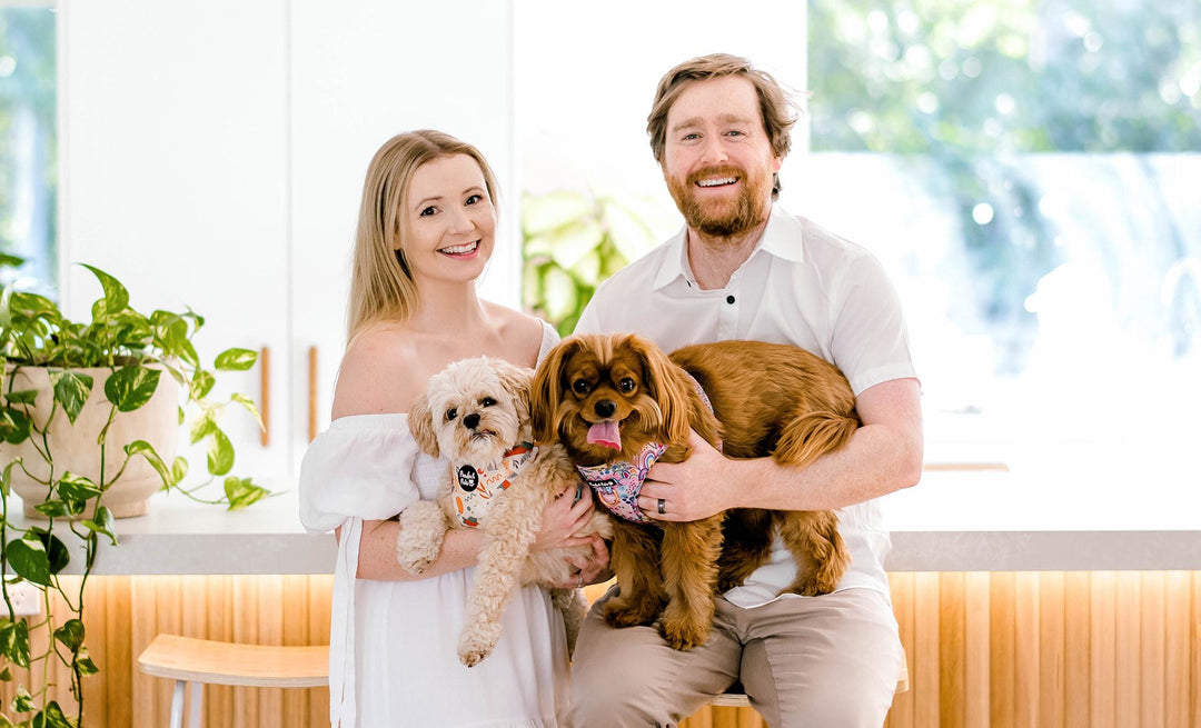 The Pawfect Pals family - Kyla and Ryan with their dogs Yogi and Lilo.