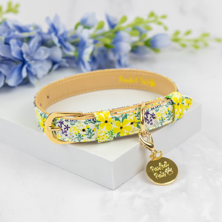 Vegan leather dog collar in the Little Blossom Walkies Pack.