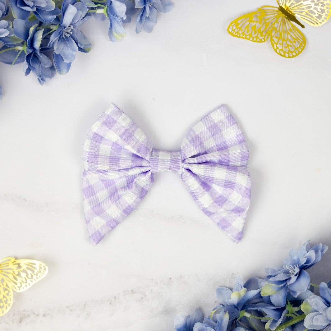 Social Butterfly - Purple Gingham sailor bow tie.
