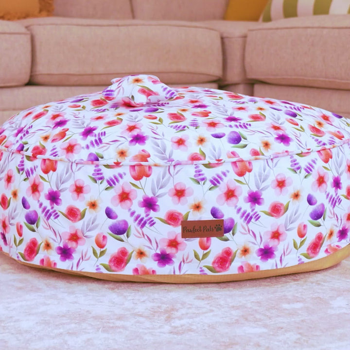 Think Pretty Thoughts - Bouquet Cuddle Bud dog bed.