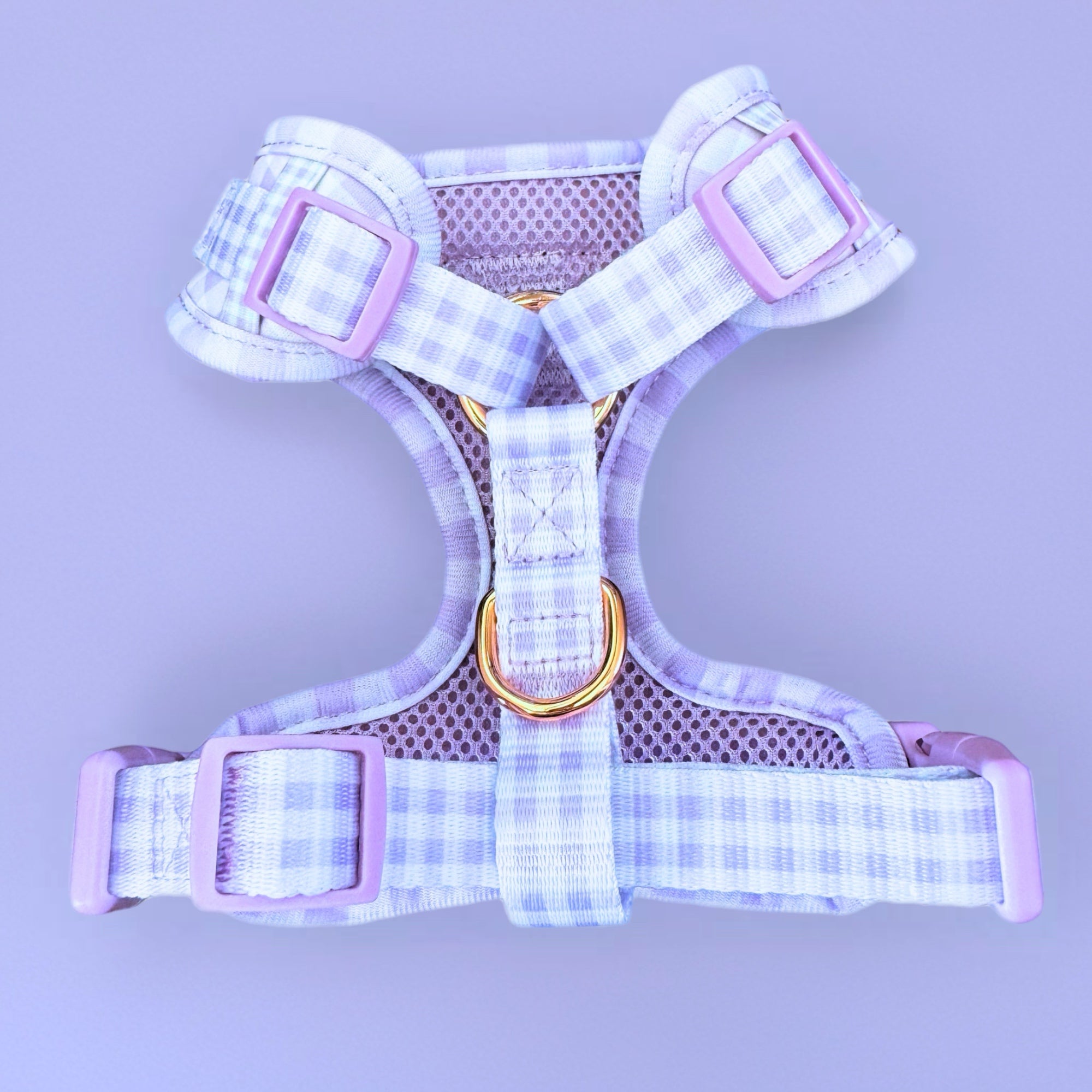 Purple Gingham - Personalised Adjustable Harness Trio