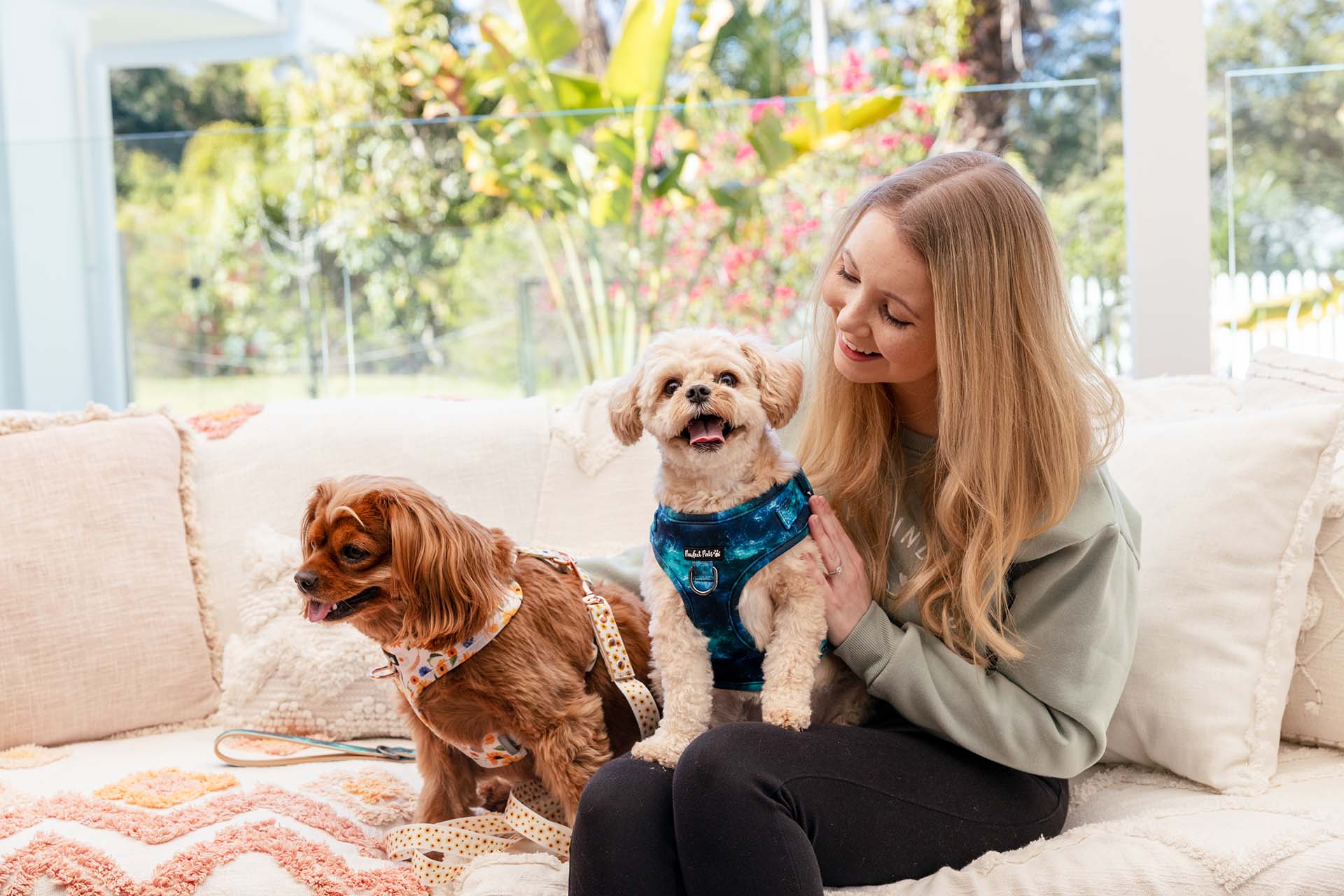 Kyla with her fur babies, Yogi and Lilo.