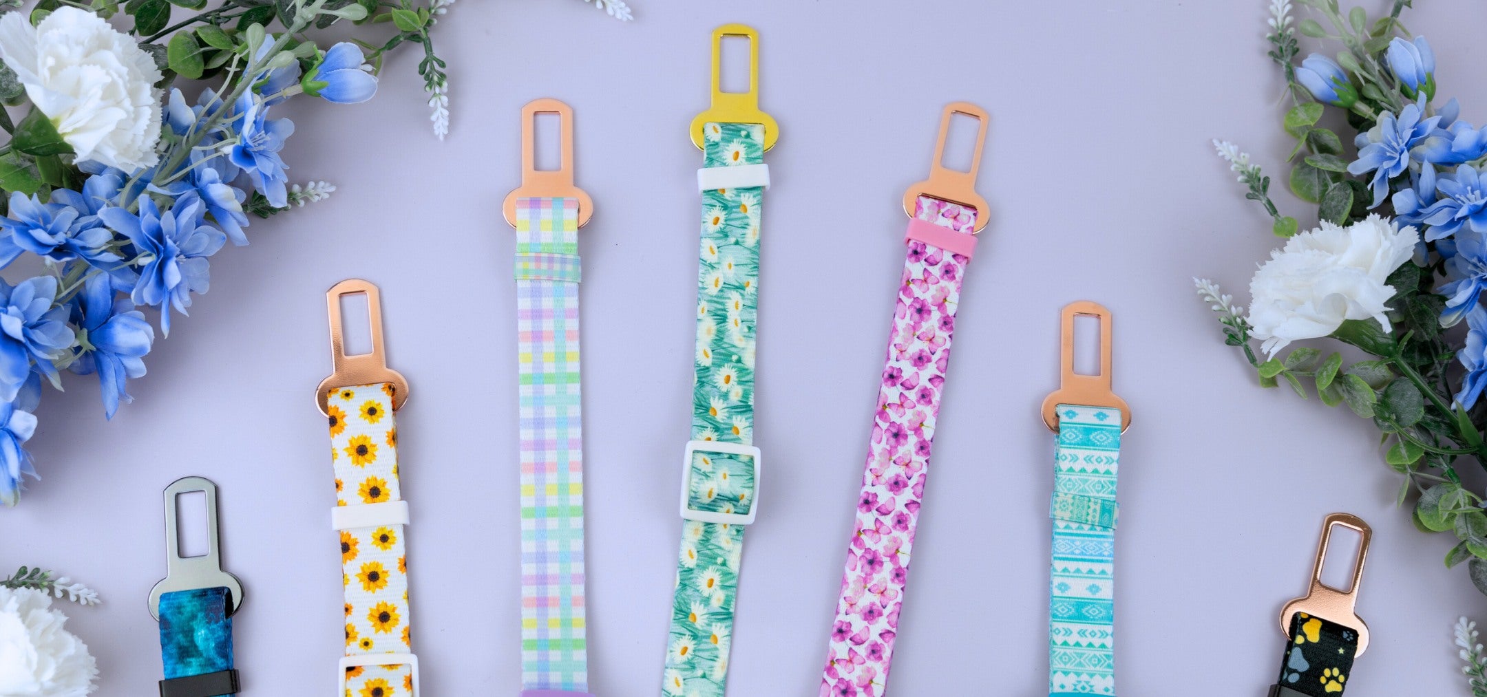 Seat Belts on purple background - Seat Belt Collection Image