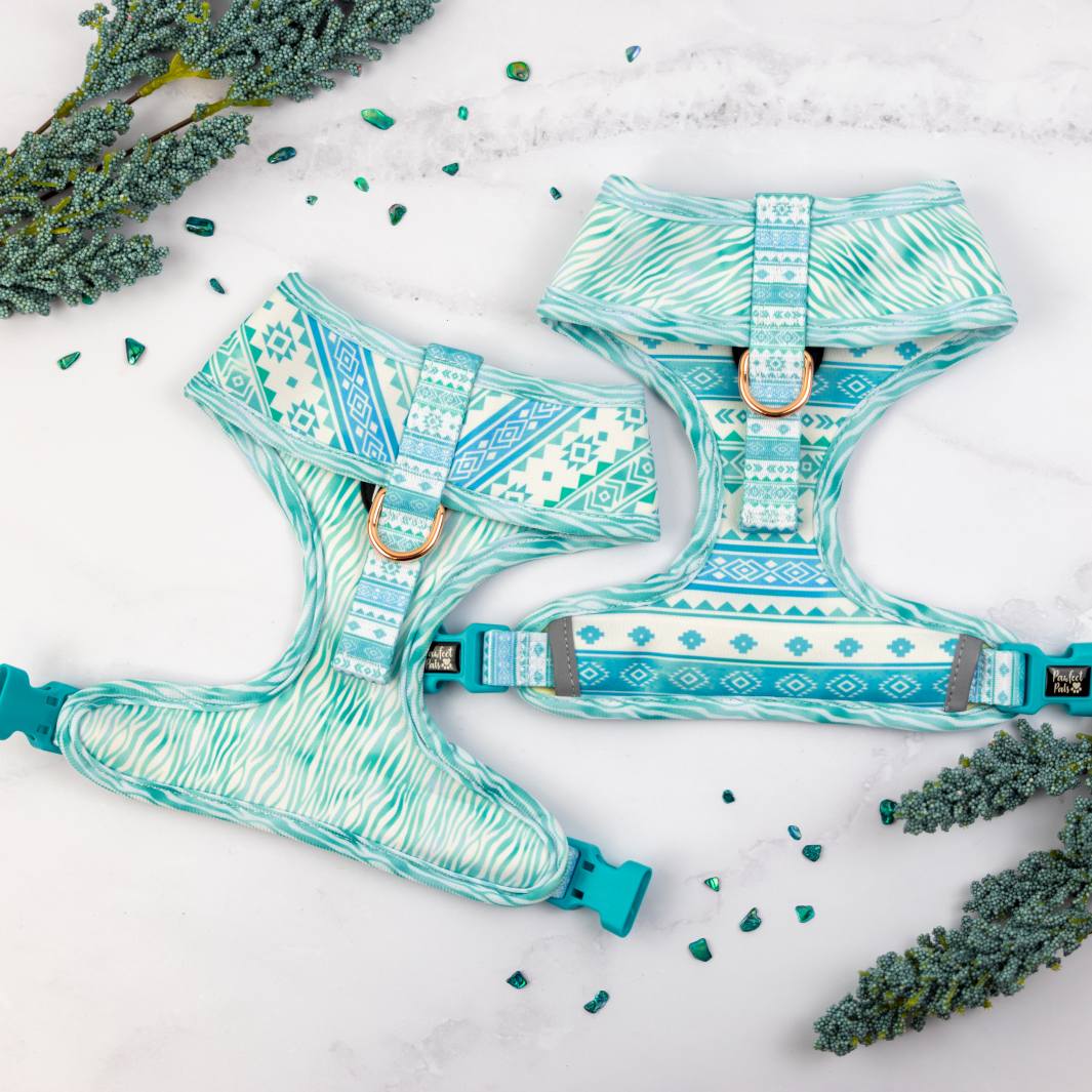 Underside of the Aquamarine Dreams reversible harness.