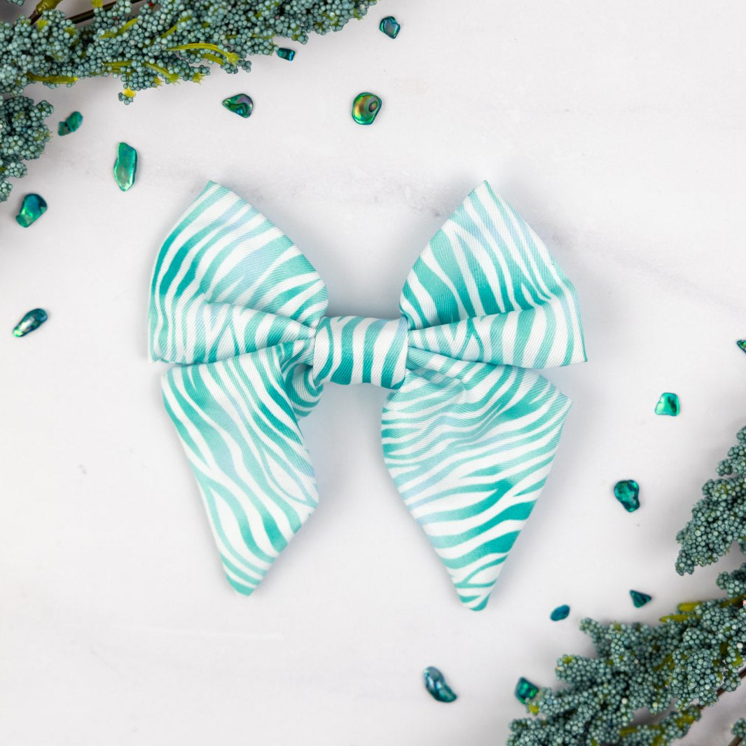Aquamarine Dreams - Zebra sailor bow tie.