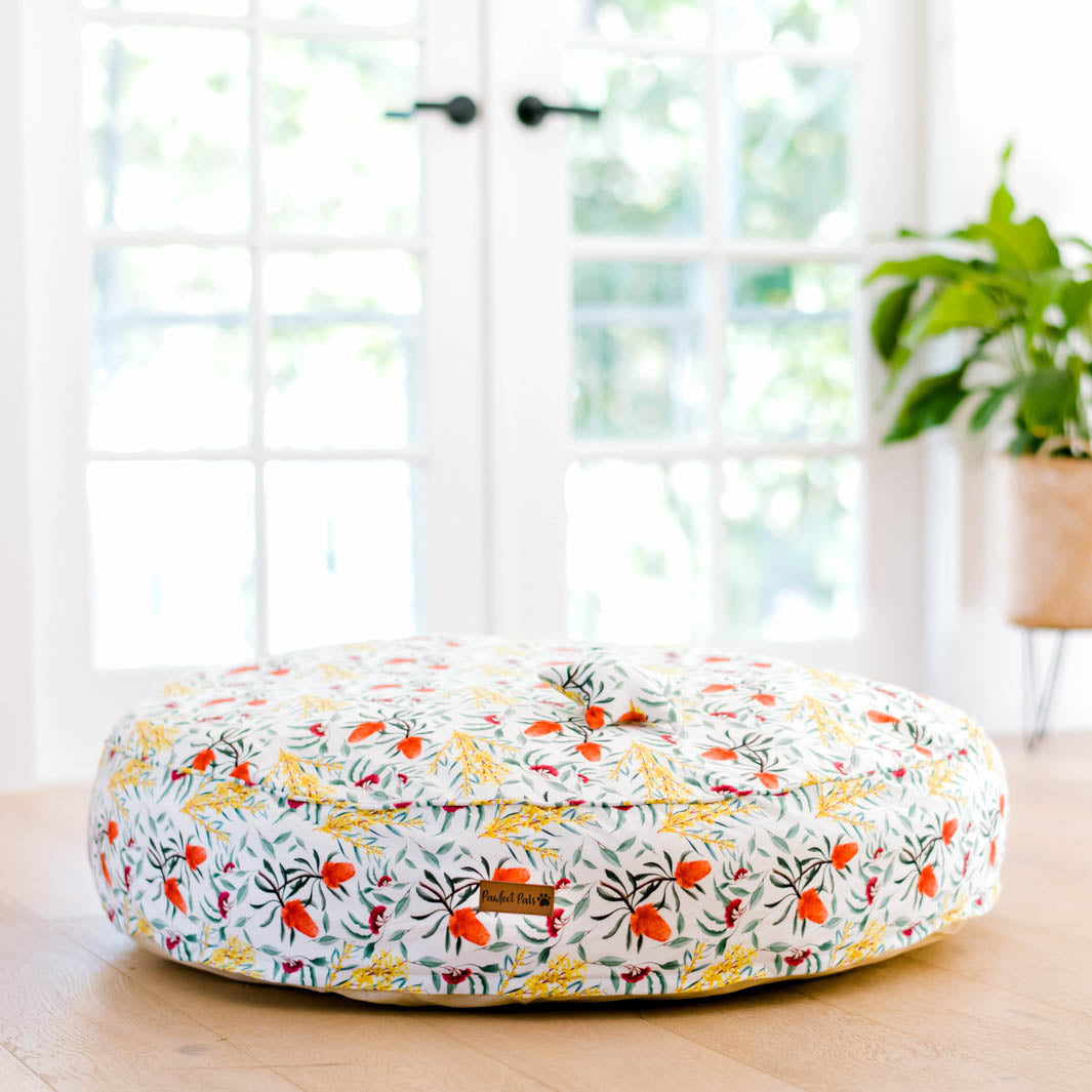 Australian Beauties - Flora cuddle bud dog bed in large.