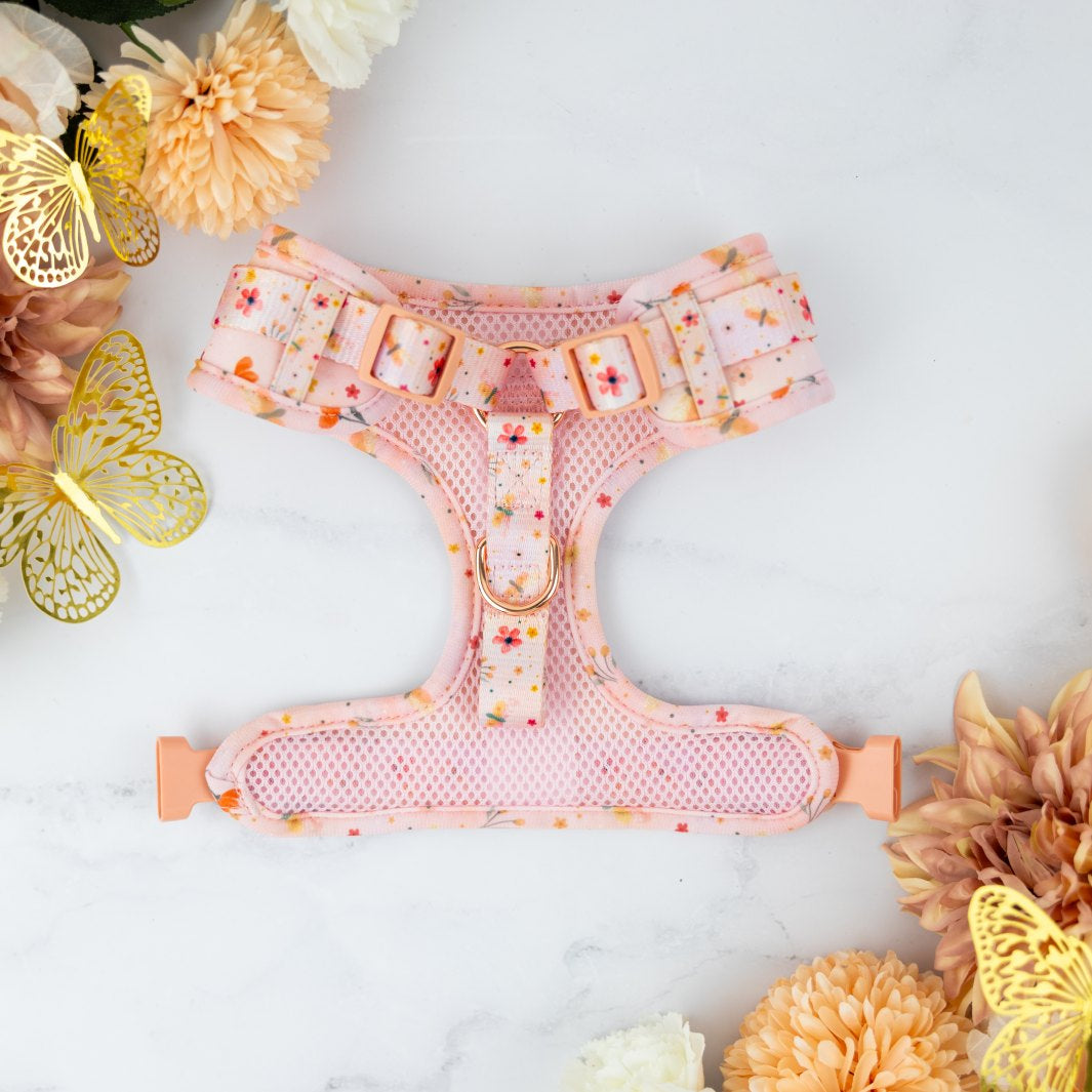 Underside of the BeautiFALL - Dragonflies no-pull adjustable harness.