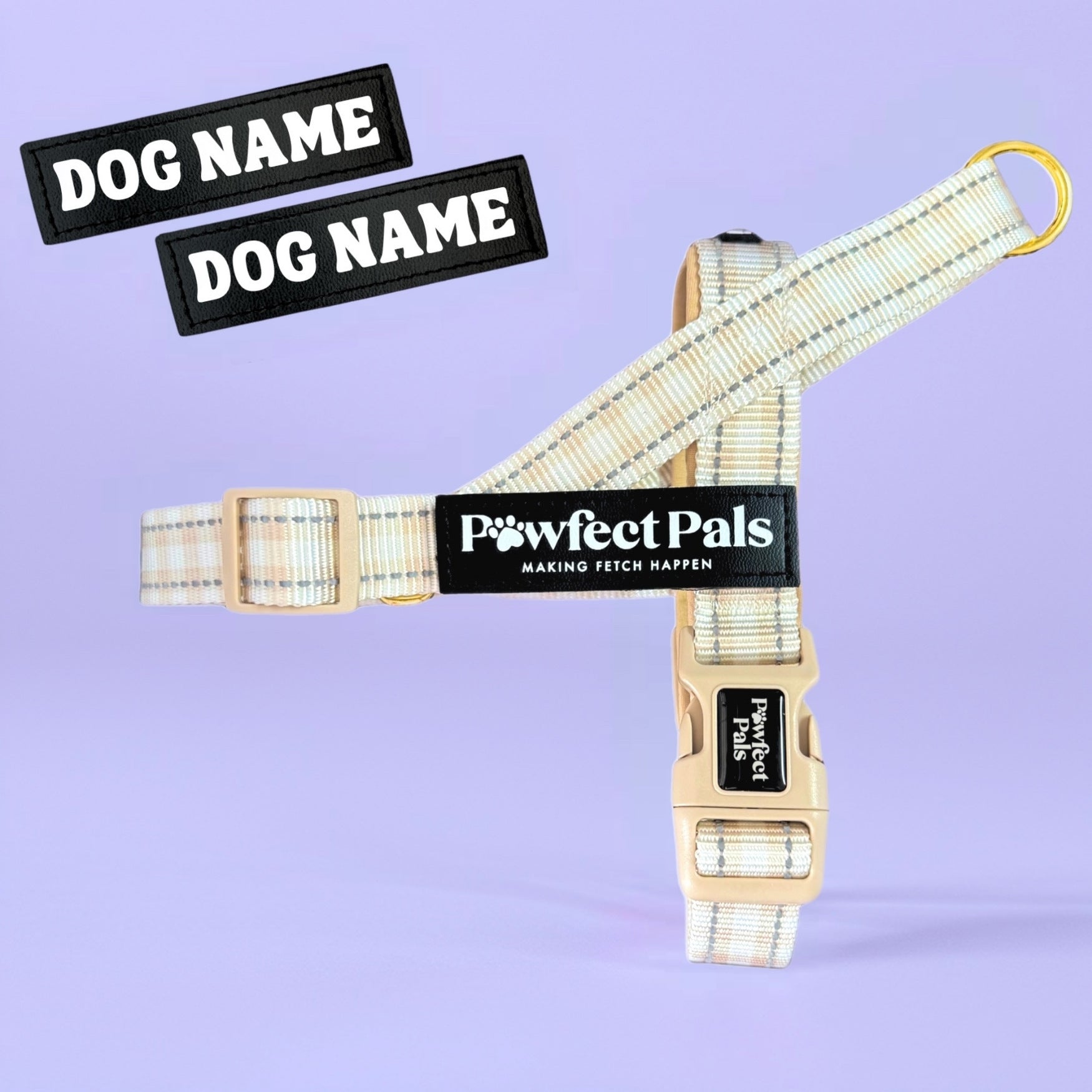 Pawfect Pals personalised strap dog harness with custom name option in colourful printed design