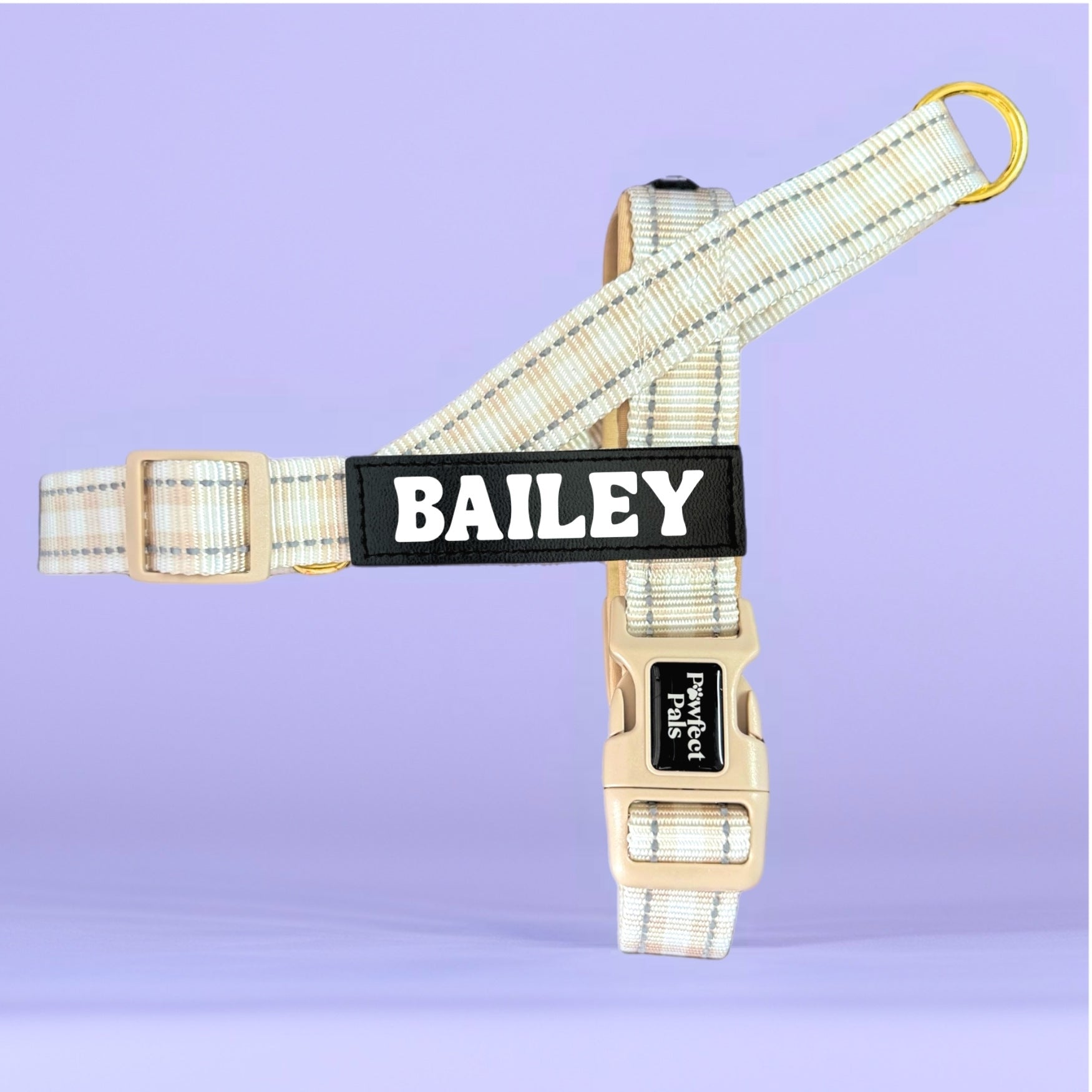 Beige Gingham - Personalised Strap Harness Duo