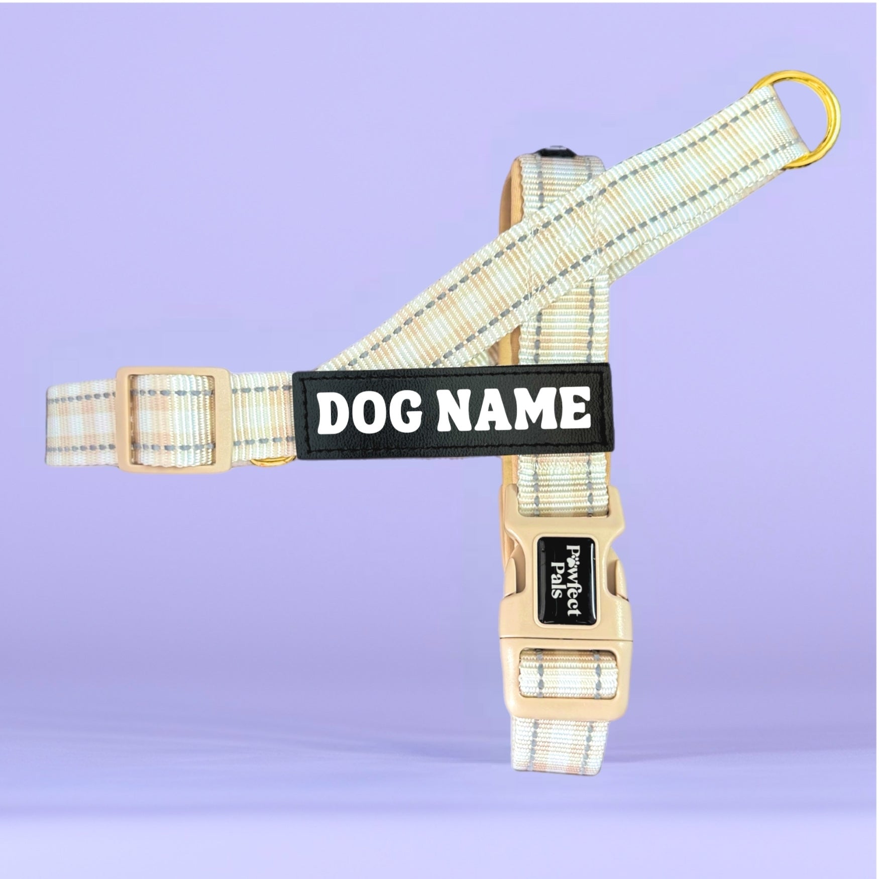 Pawfect Pals personalised strap dog harness with custom name option in colourful printed design