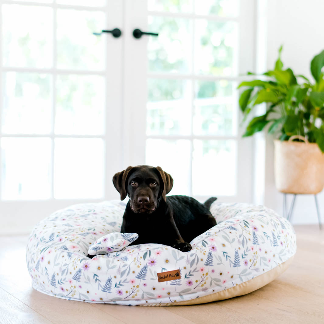 Daisy Baby - Wildflowers cuddle bud dog bed in large.