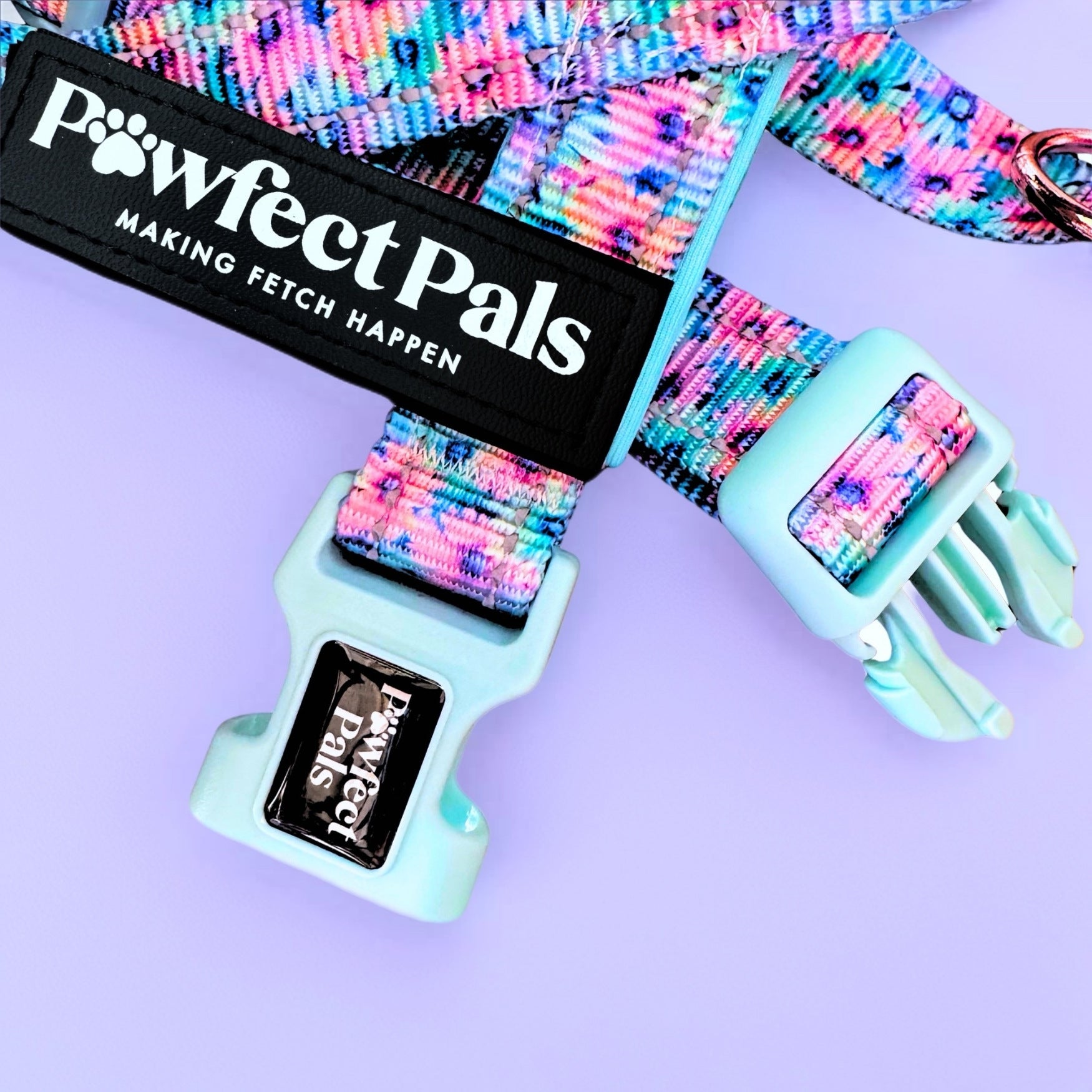 Pawfect Pals personalised strap dog harness with custom name option in colourful printed design