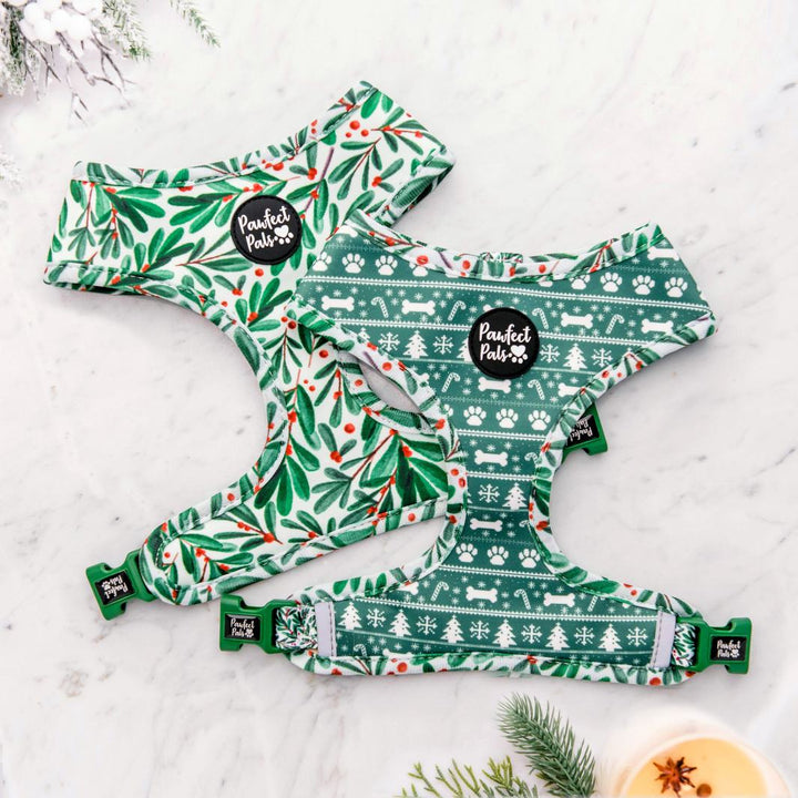 Reversible harness in the Deck the Paws Walkies Pack.