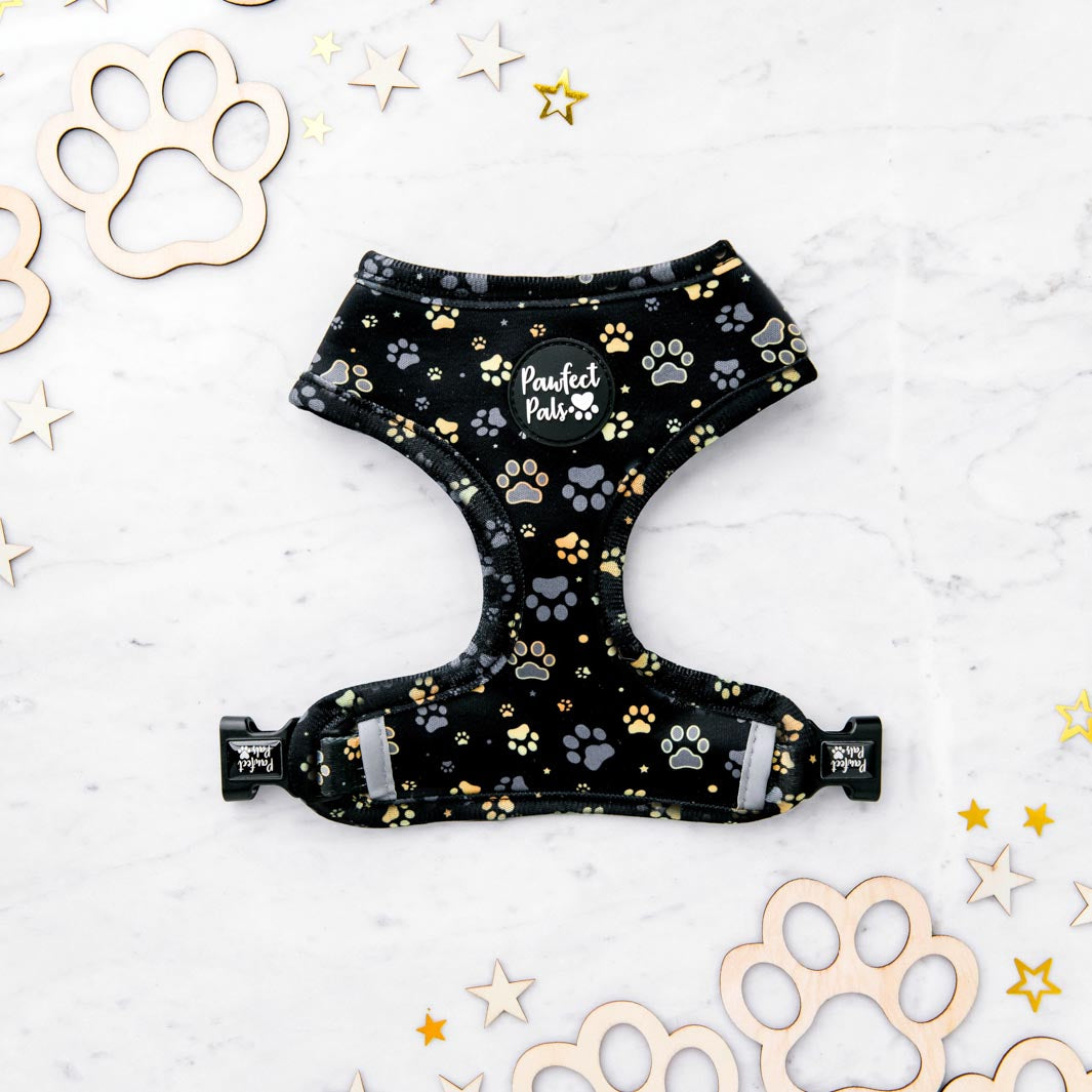 Paw print side of the I Love You BEARy Much reversible harness.