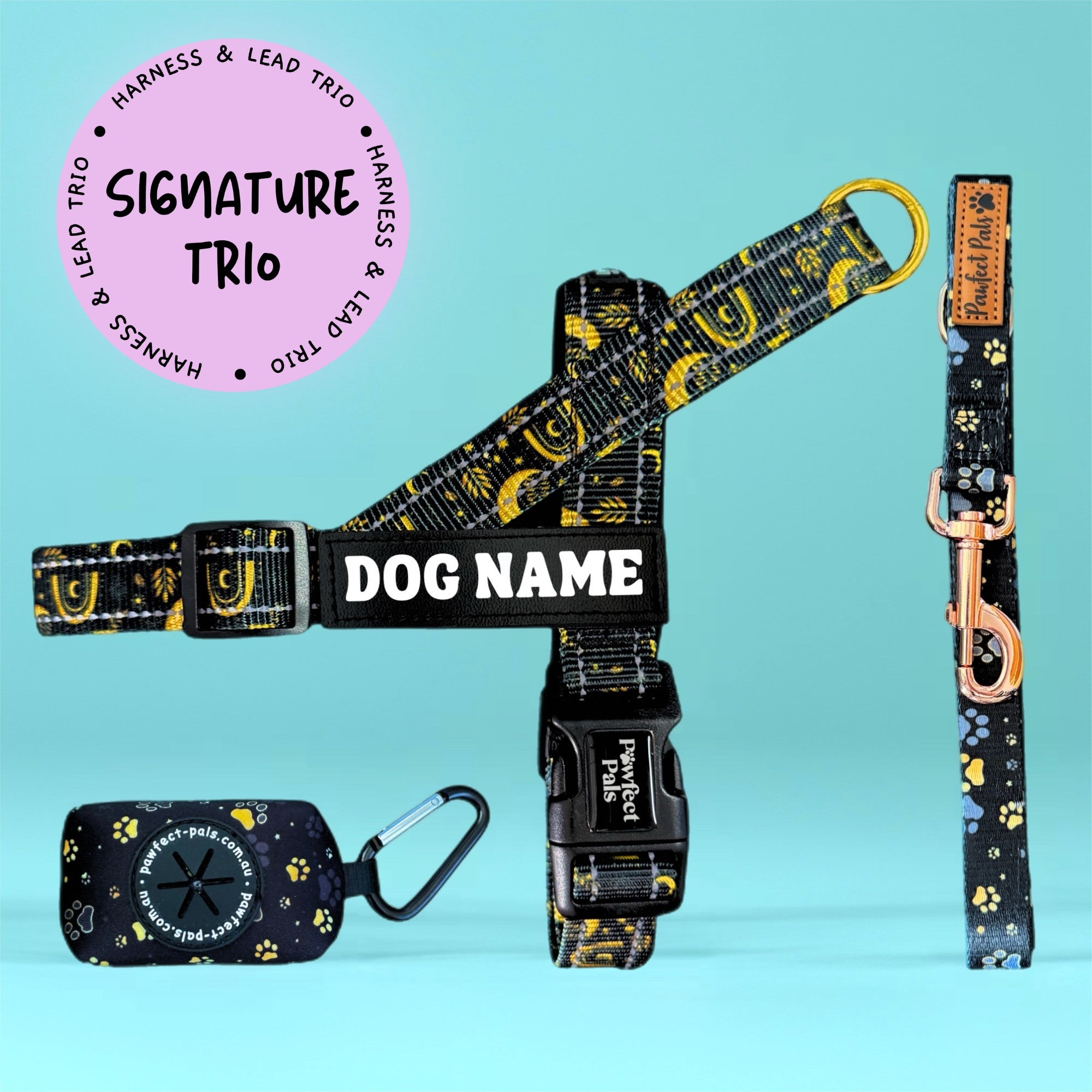 Midnight Sky - Personalised Strap Harness Trio