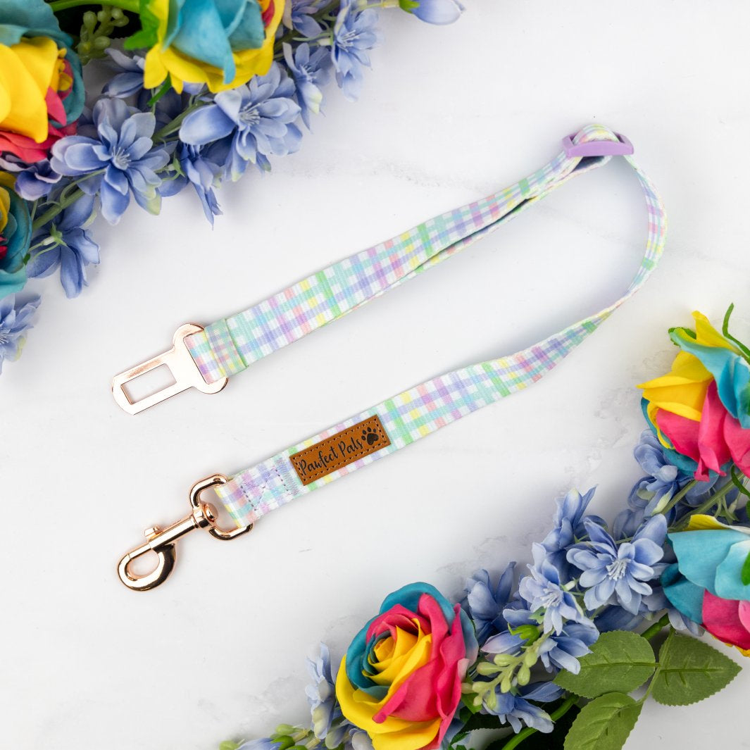 Once and Flor-all - Gingham dog car seat belt.