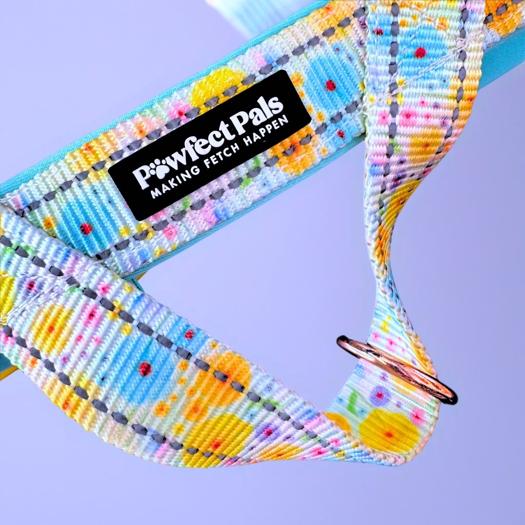 Pawfect Pals personalised strap dog harness with custom name option in colourful printed design