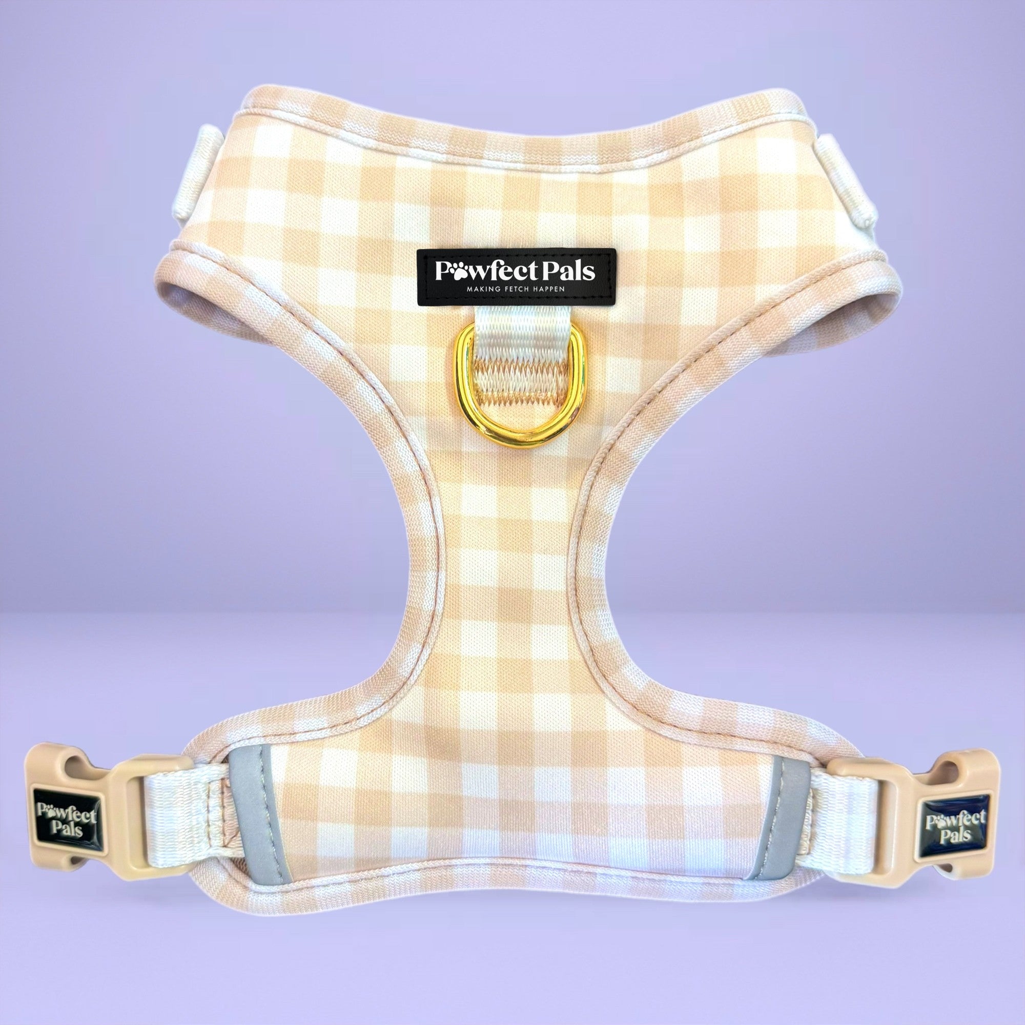 Beige Gingham - No-Pull Adjustable Harness
