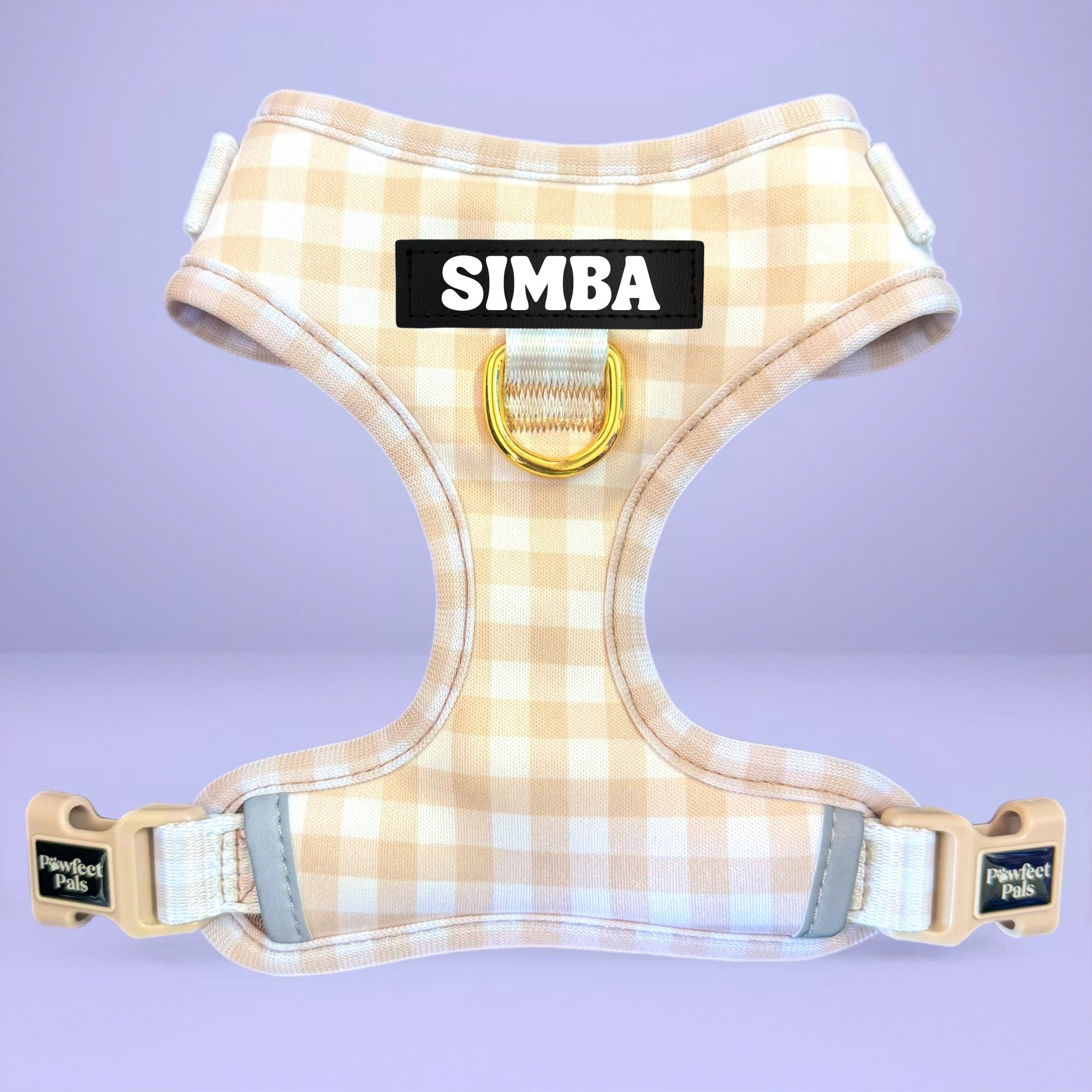 Beige Gingham - No-Pull Adjustable Harness