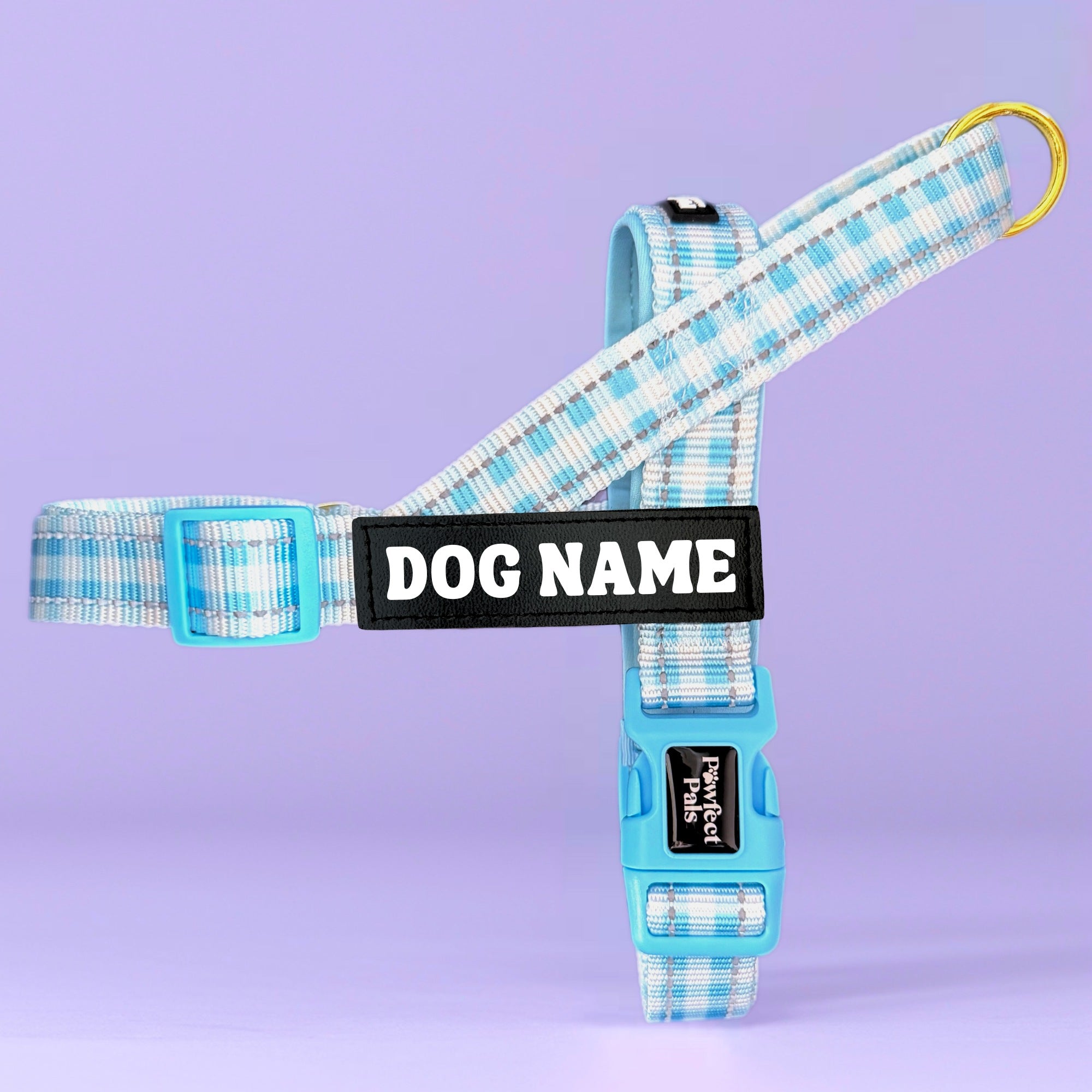 Blue Gingham - Personalised Strap Harness