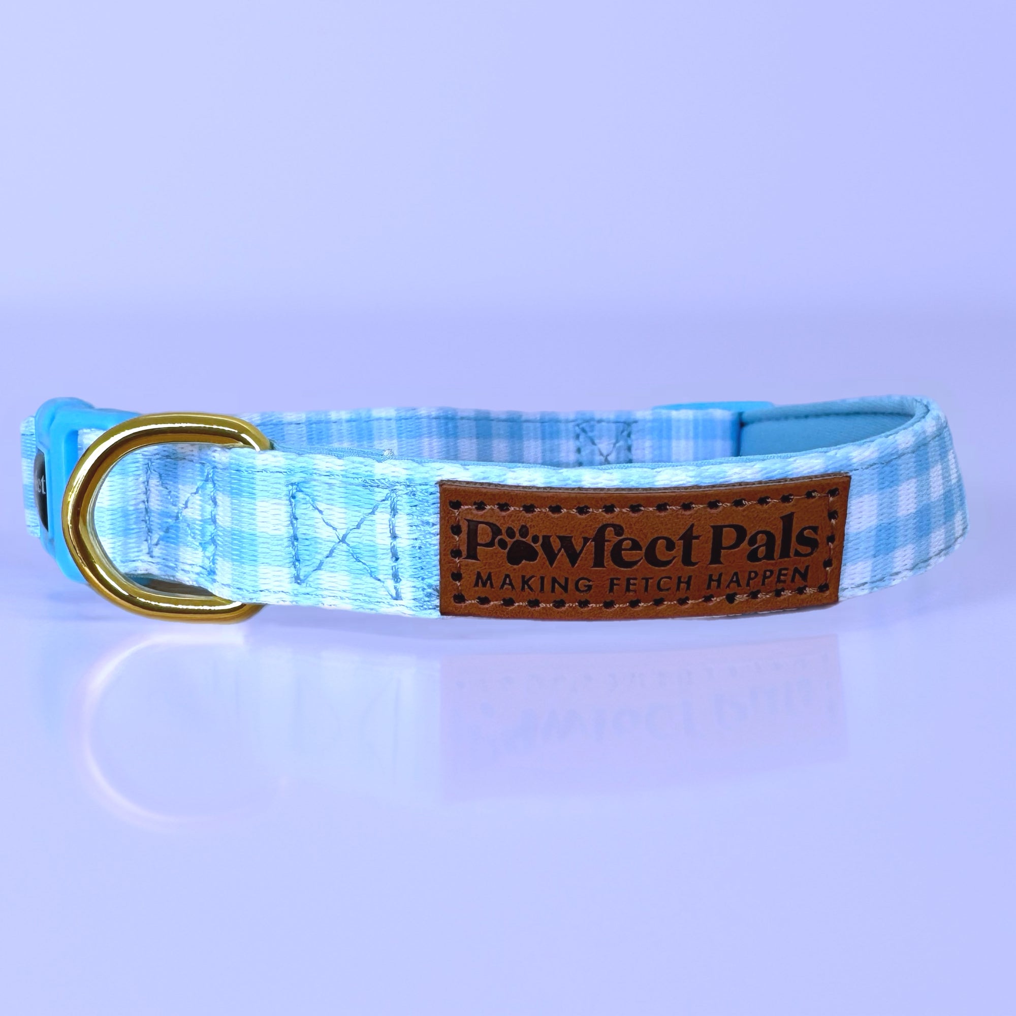 Blue Gingham - Soft Dog Collar
