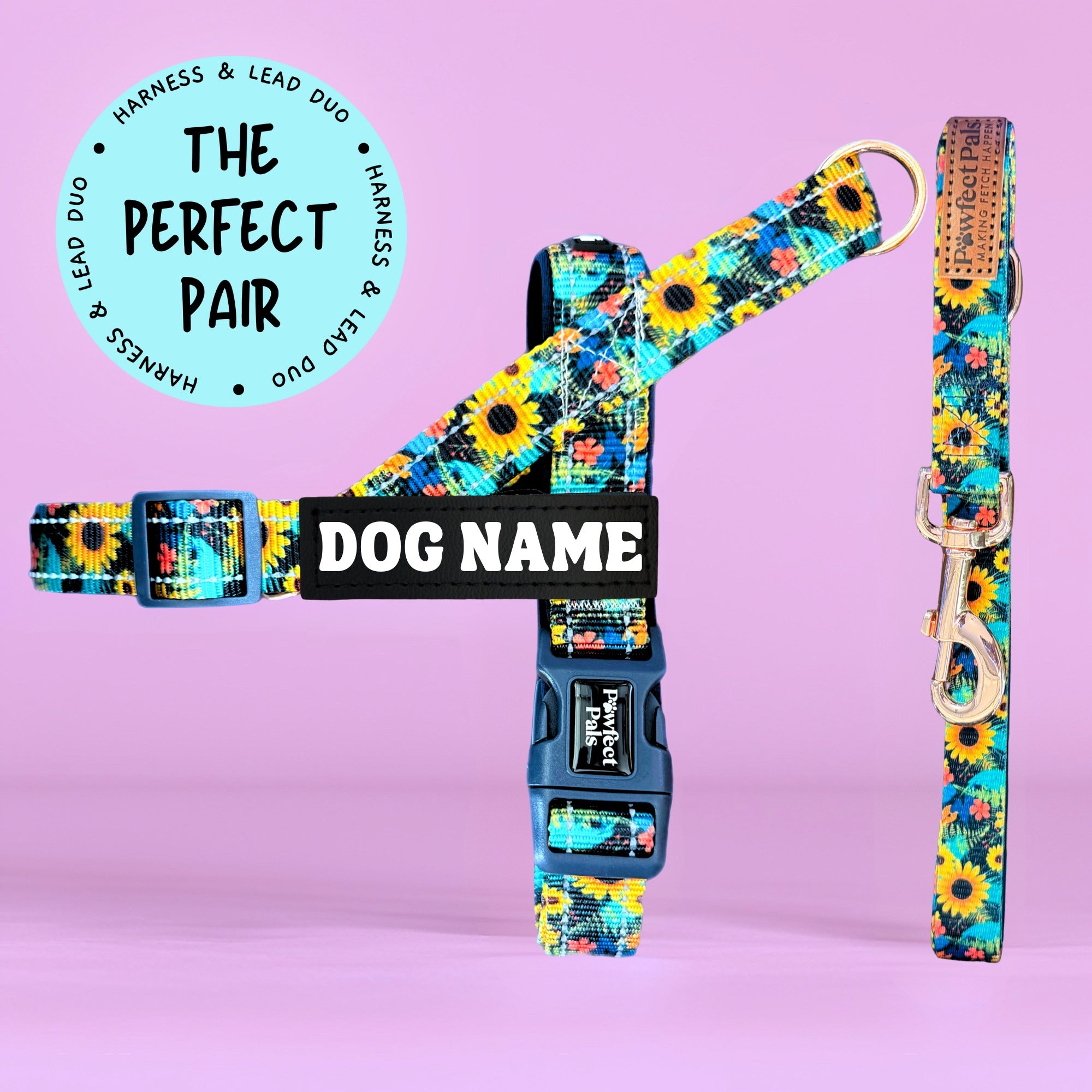 Sunflower Bloom - Personalised Strap Harness Duo