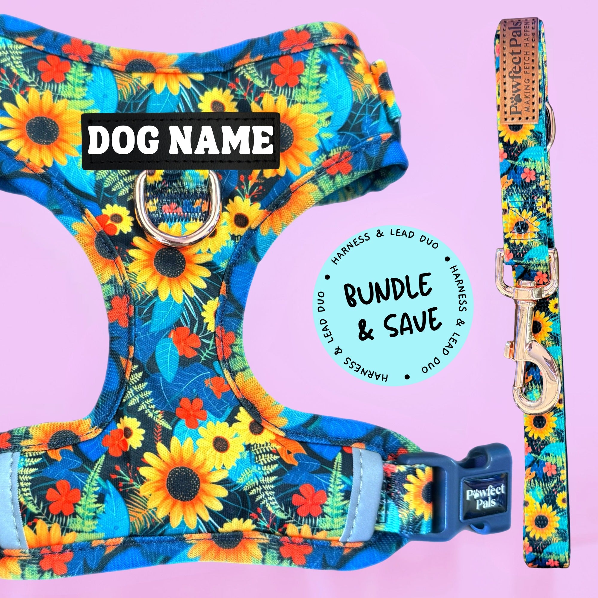 Sunflower Bloom - Personalised Adjustable Harness Duo