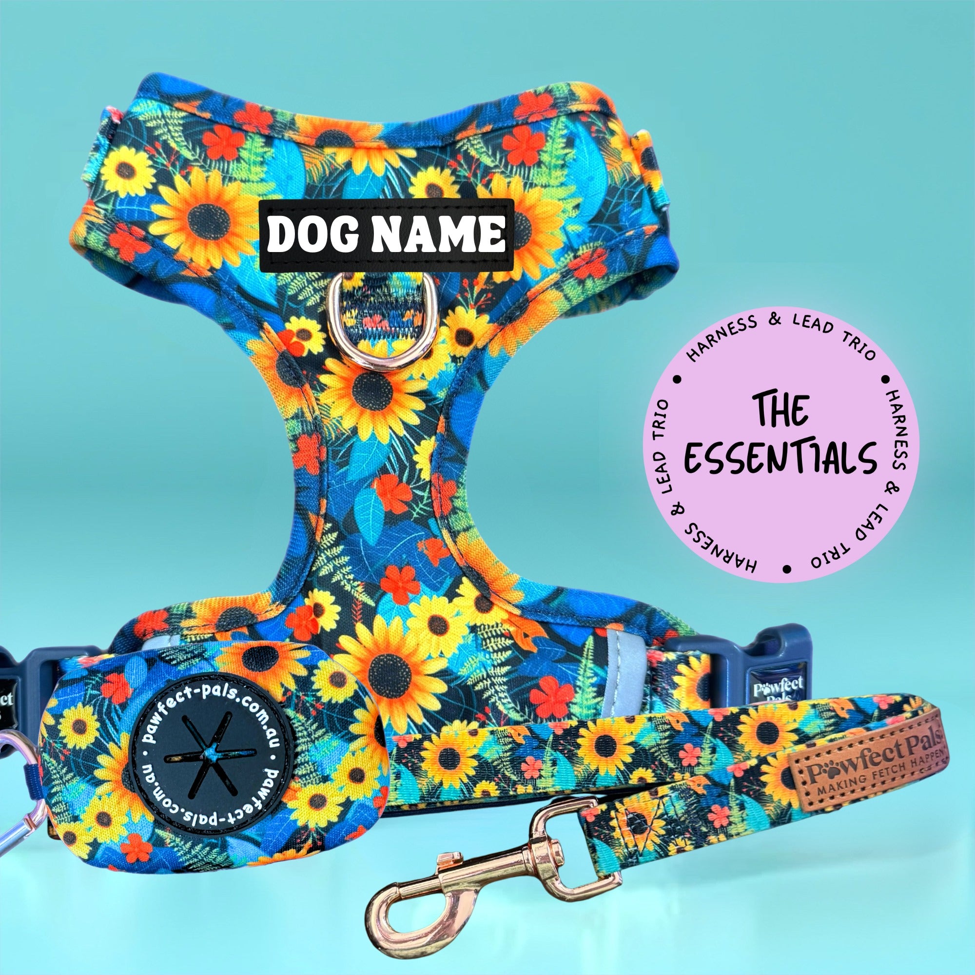 Sunflower Bloom - Personalised Adjustable Harness Trio