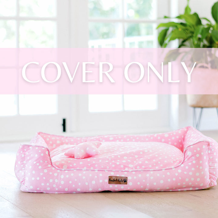 Think Pretty Thoughts - Pink Dots Snuggle Bud dog bed cover.