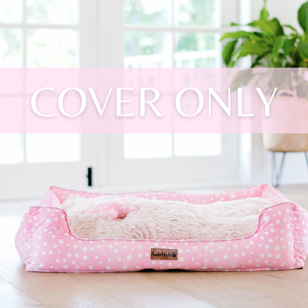 Think Pretty Thoughts - Pink Dots Snuggle Bud dog bed cover.