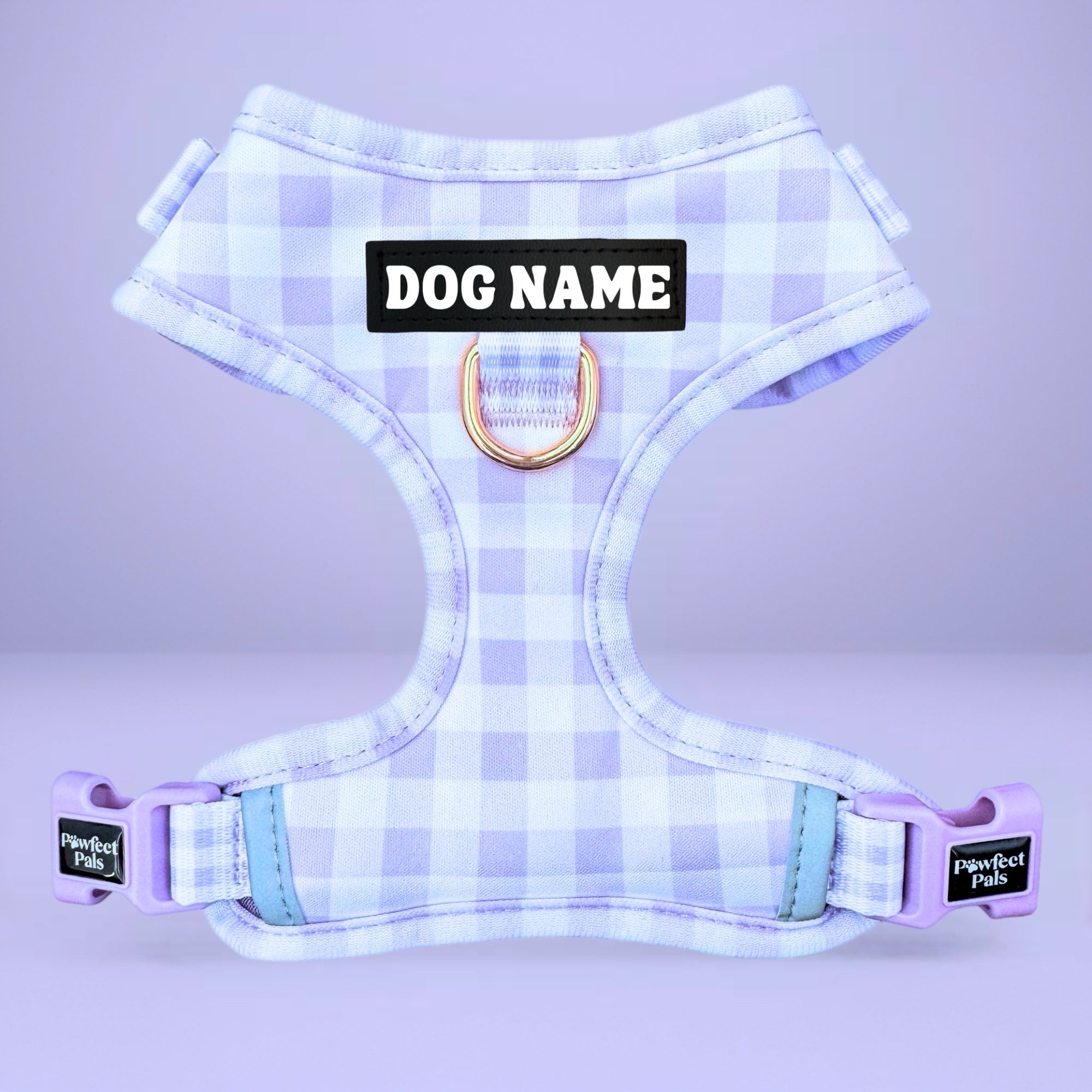 Purple Gingham - Personalised Adjustable Harness Trio