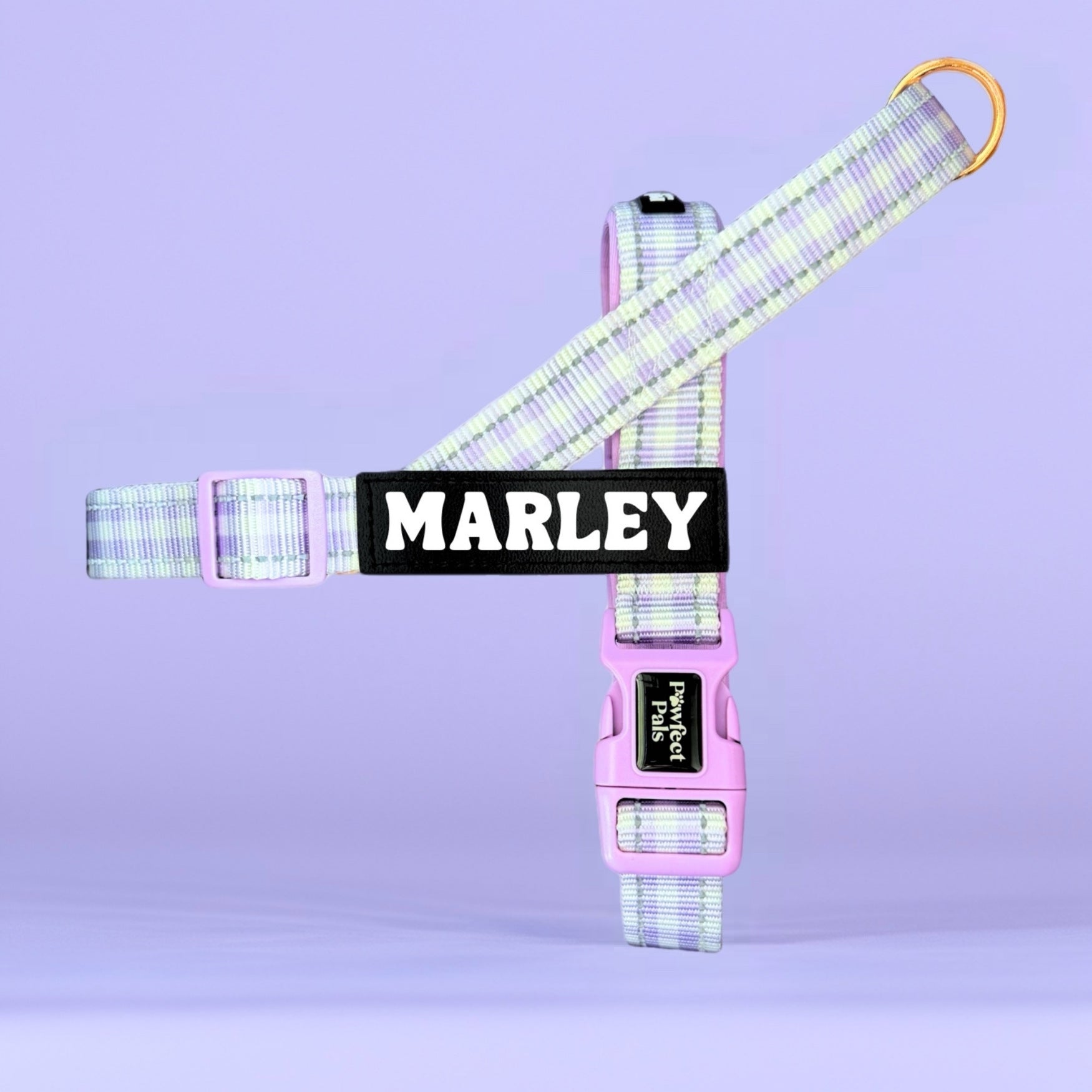 Pawfect Pals personalised strap dog harness with custom name option in colourful printed design