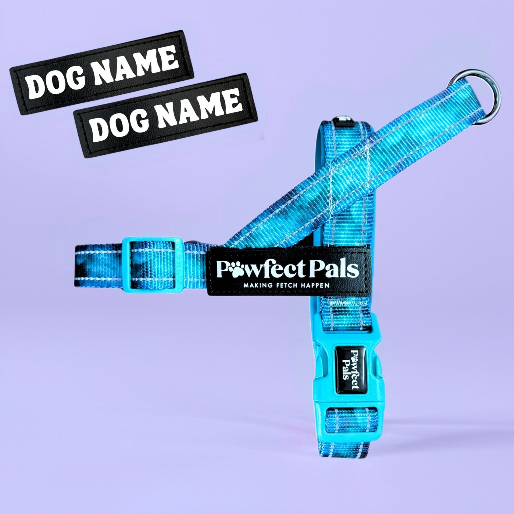 Pawfect Pals personalised strap dog harness with custom name option in colourful printed design