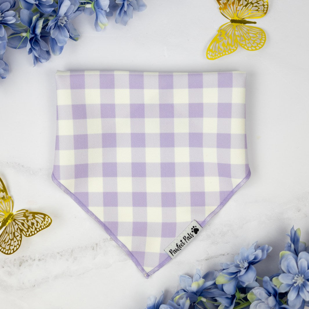 Social Butterfly - Purple Gingham cotton bandana.