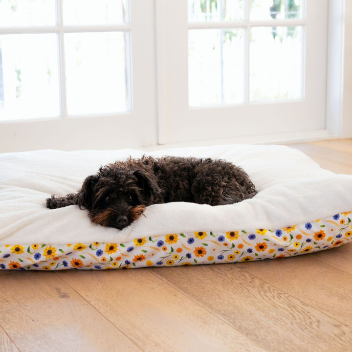 Underside of the Sunshine on my Mind Cosy Cloud dog bed.