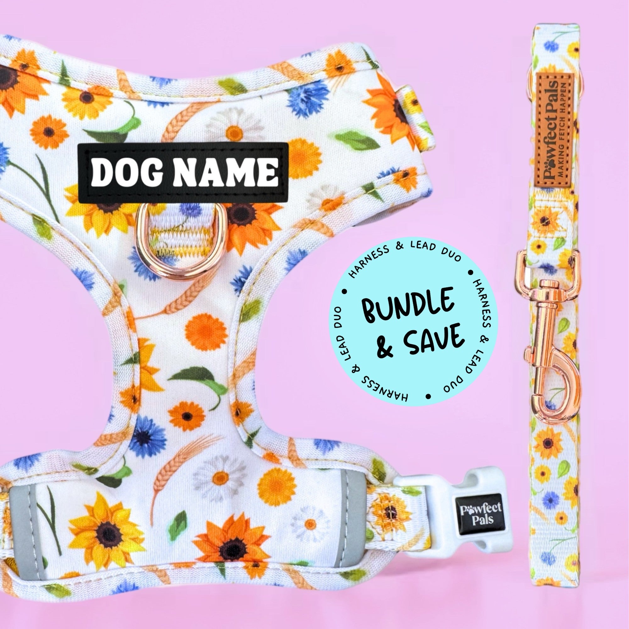 Sunshine on my Mind - Personalised Adjustable Harness Duo – Pawfect Pals