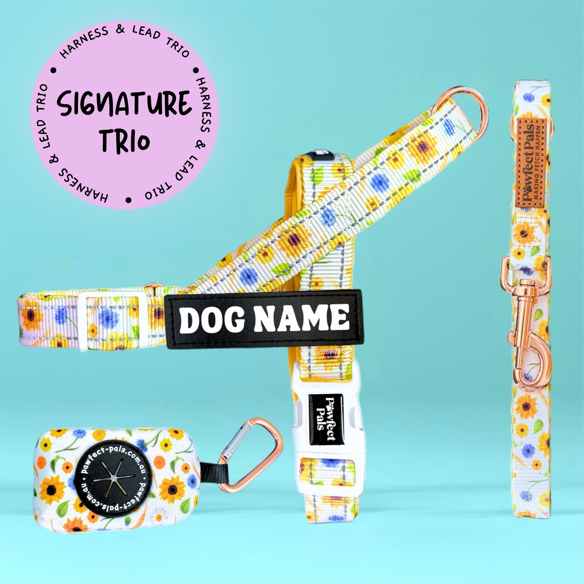 Sunshine on my Mind - Personalised Strap Harness Trio