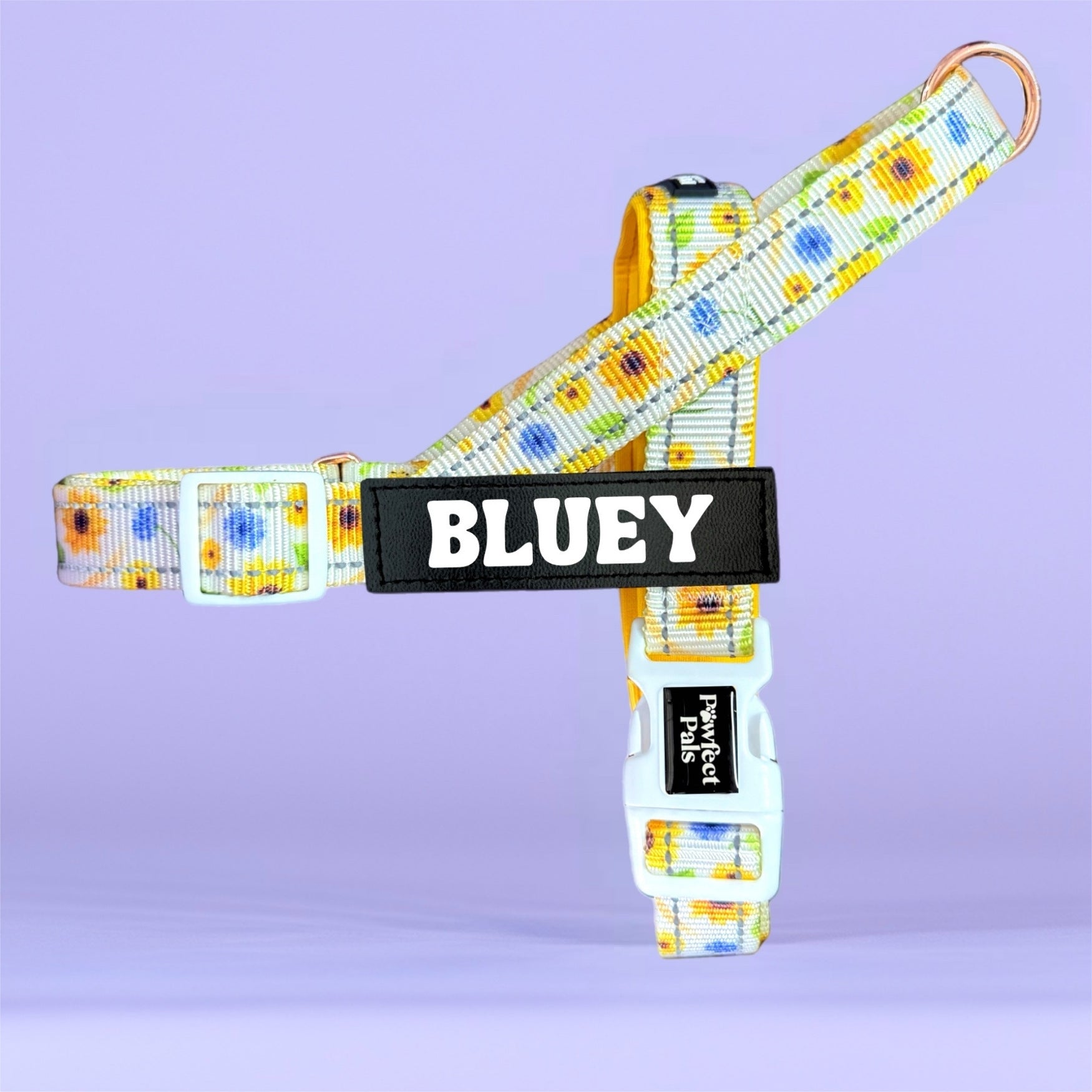 Pawfect Pals personalised strap dog harness with custom name option in colourful printed design