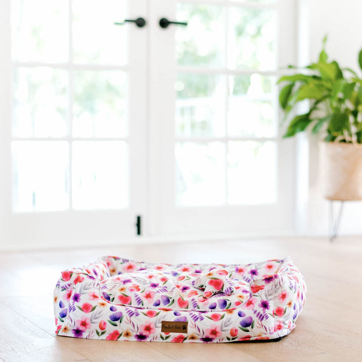 Think Pretty Thoughts - Bouquet Snuggle Bud dog bed in small.