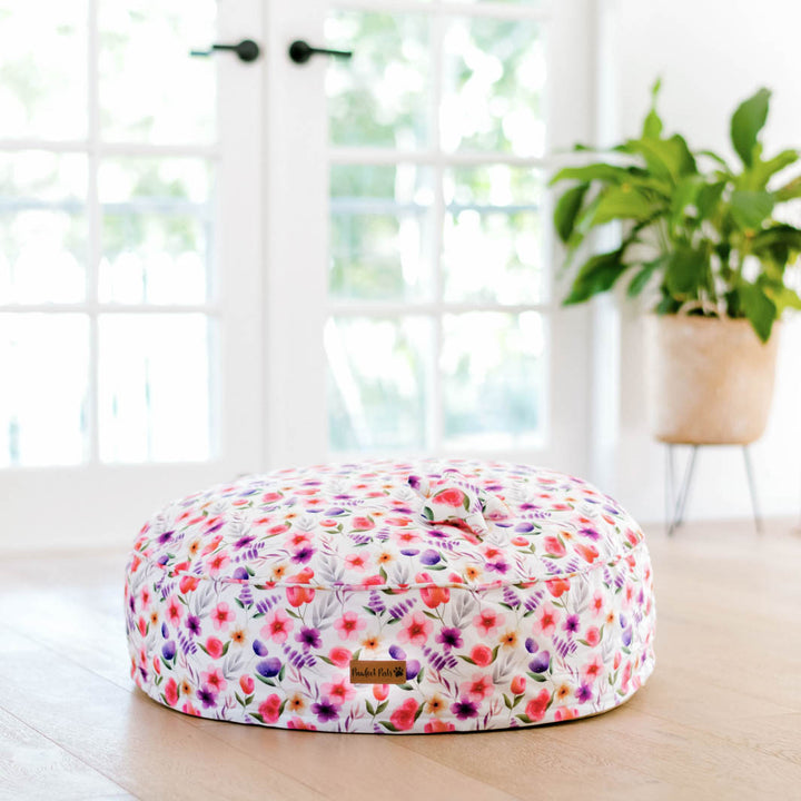 Think Pretty Thoughts - Bouquet Cuddle Bud dog bed in small.