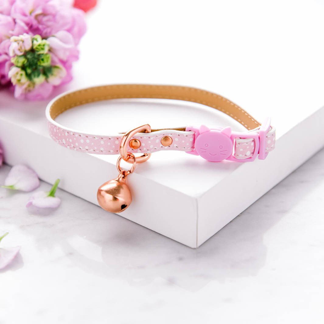 Think Pretty Thoughts - Pink Dots cat collar.