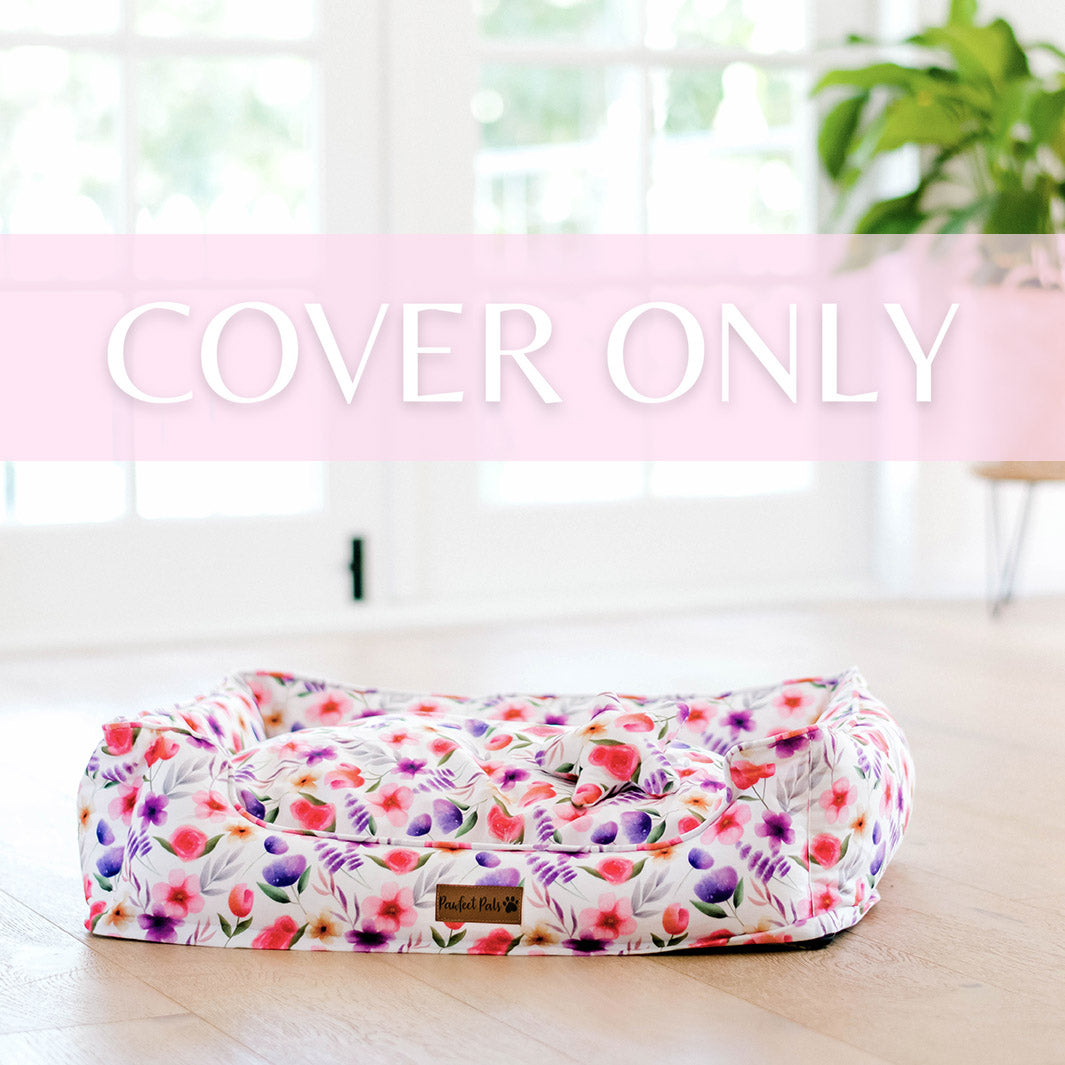 Think Pretty Thoughts - Bouquet Snuggle Bud dog bed cover.
