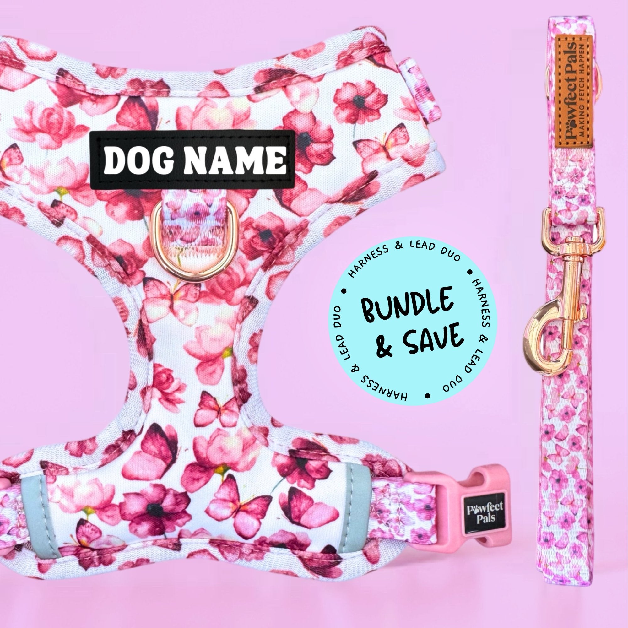 You Give me Butterflies - Personalised Adjustable Harness Duo