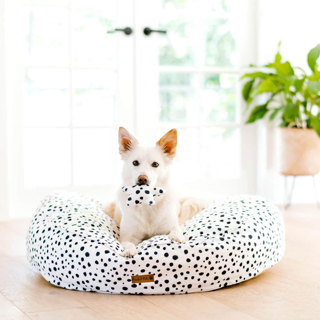 Zoomies - Terrazzo cuddle bud dog bed in large.