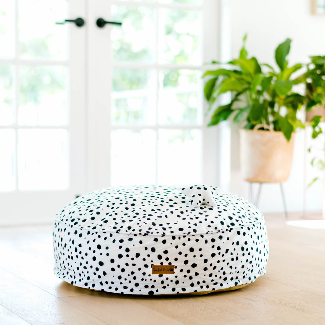 Zoomies - Terrazzo cuddle bud dog bed in small.