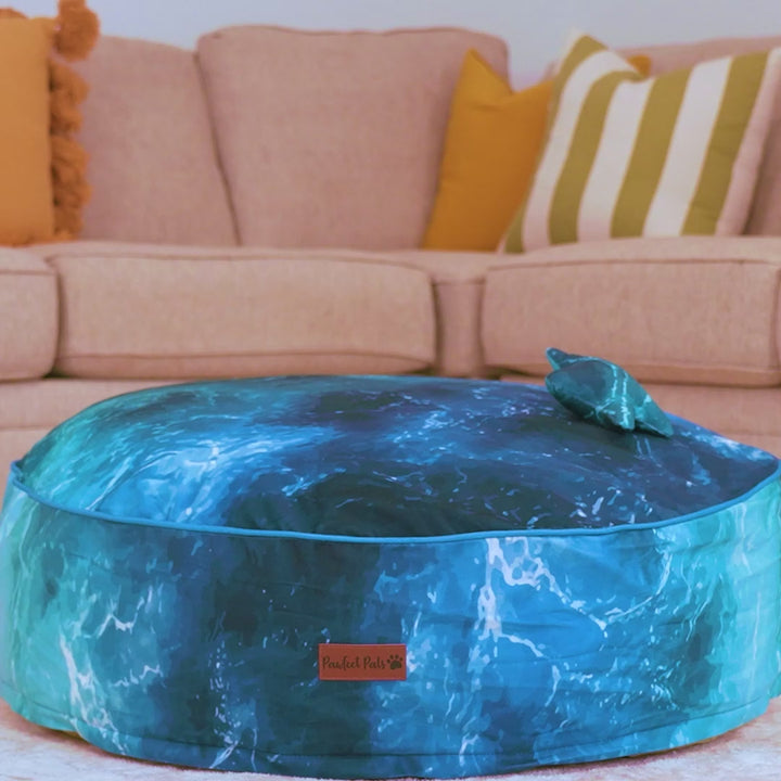 Shell Yeah - Ocean Waves cuddle bud dog bed.