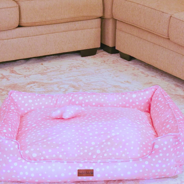 Think Pretty Thoughts - Pink Dots snuggle bud dog.
