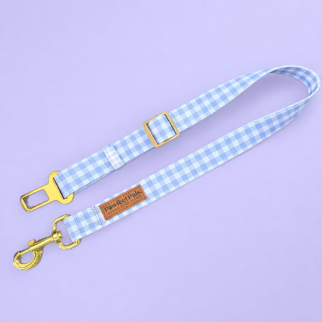 Blue Gingham - Dog Car Seat Belt