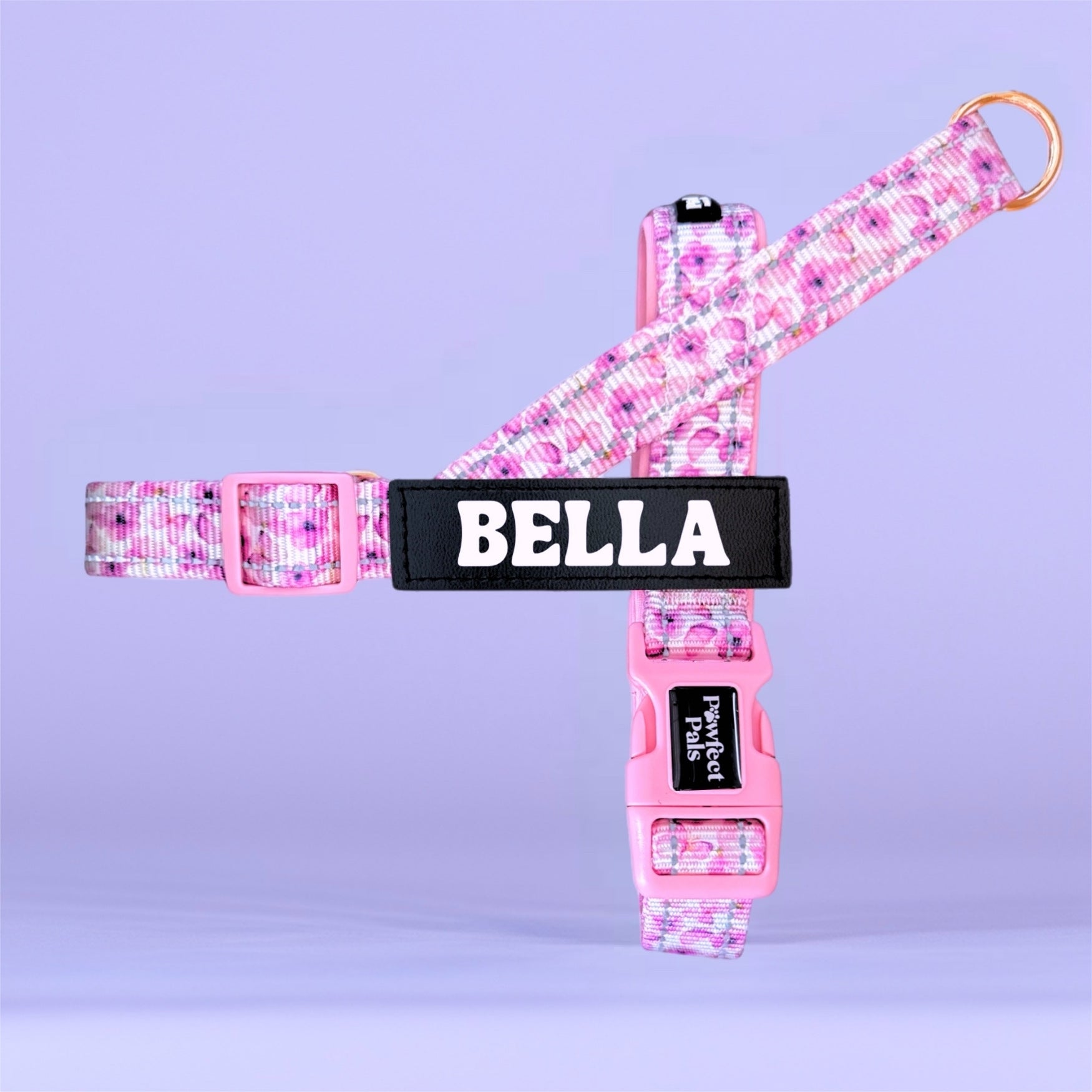 Pawfect Pals personalised strap dog harness with custom name option in colourful printed design