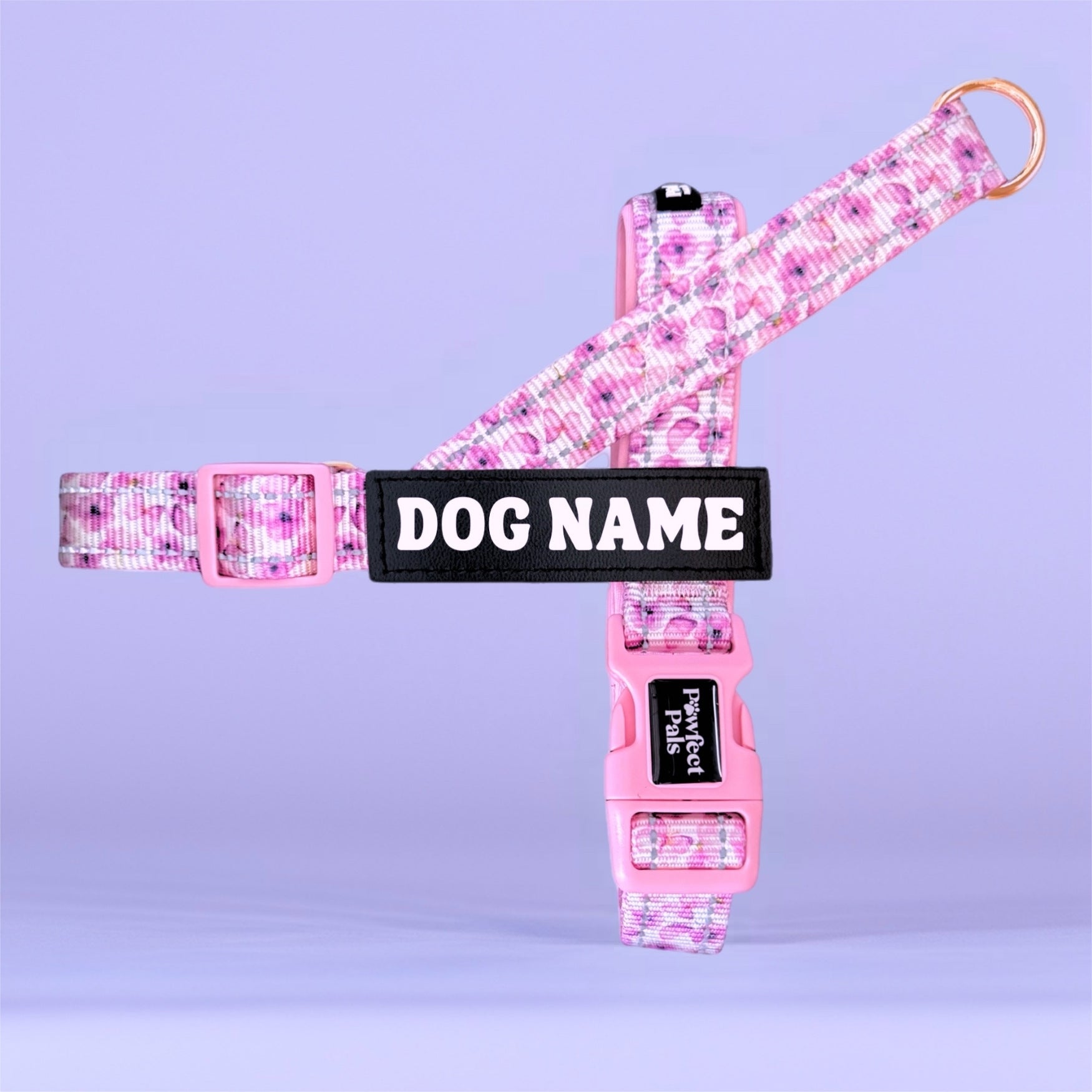 Pawfect Pals personalised strap dog harness with custom name option in colourful printed design